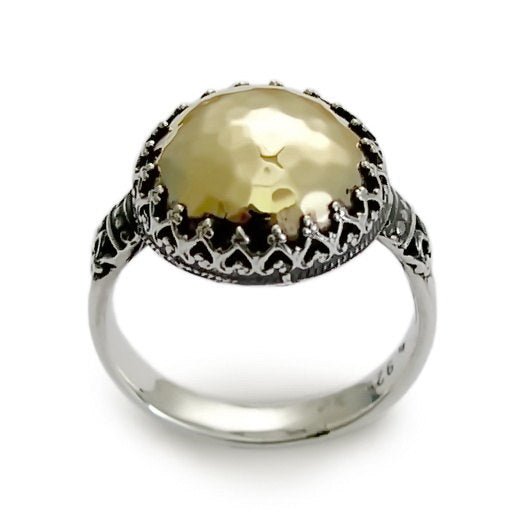 R1582 Silver and Gold crown ring