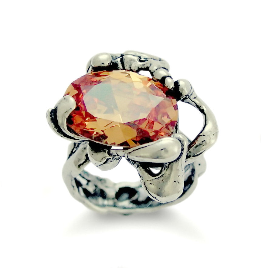 R1629-1 Champagne Zircon sculpture ring