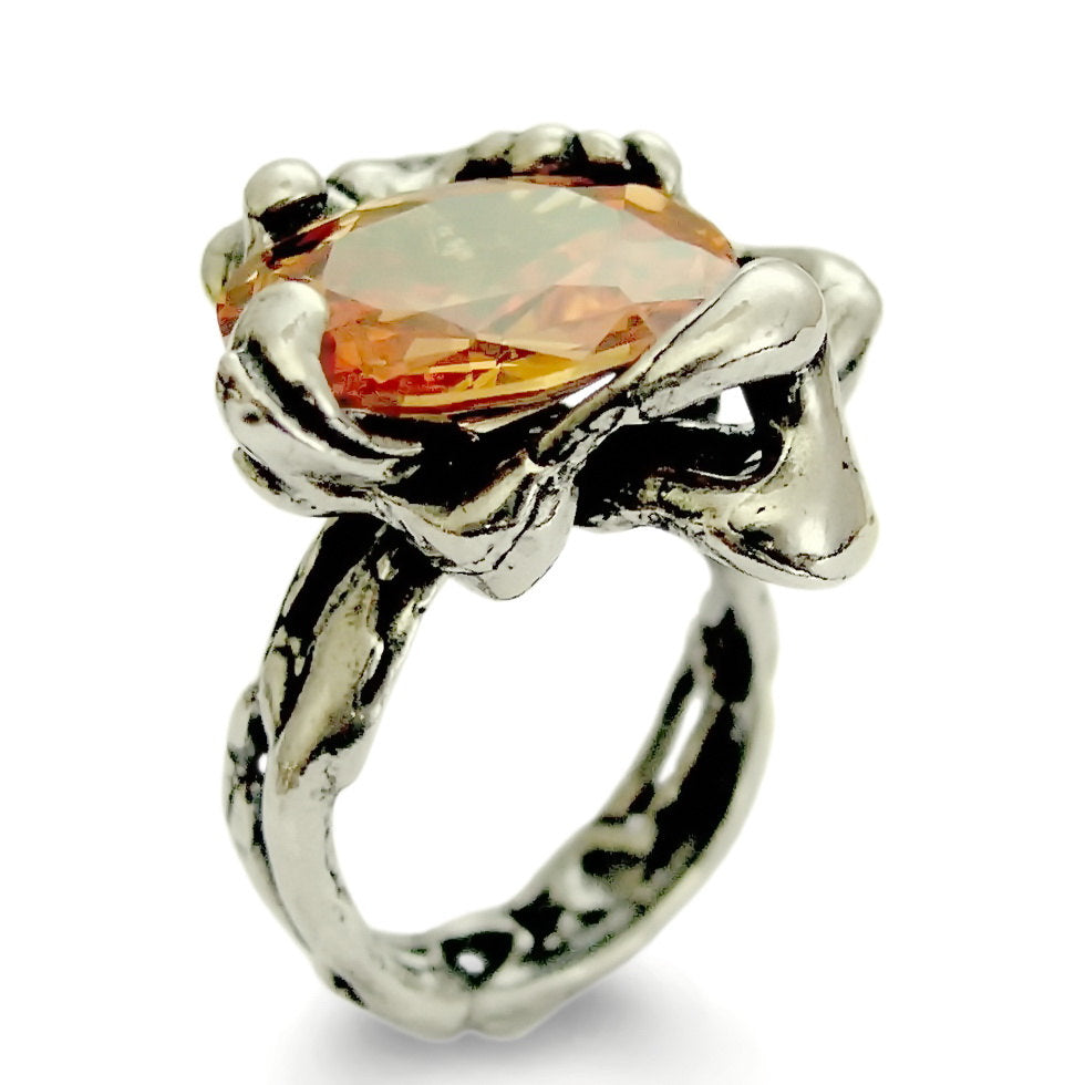 R1629-1 Champagne Zircon sculpture ring