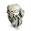 R1586G-1 Sculpture silver ring with Pearl