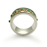 R1143X Ethnic Turquoise and Gold Band