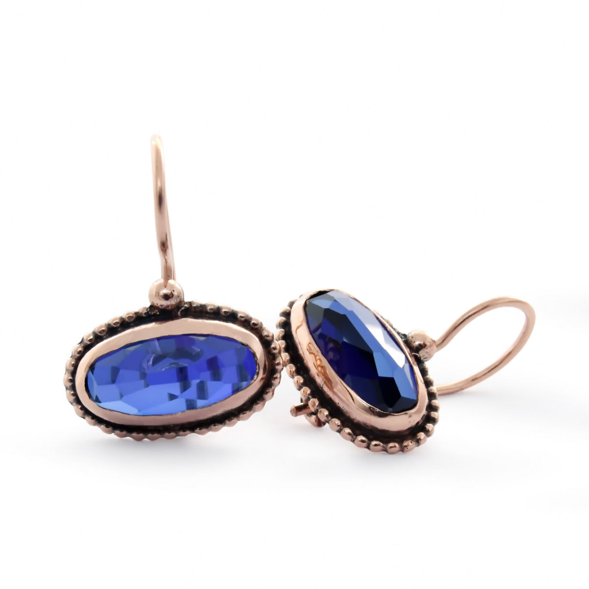 EG2218 Oval Rose Gold Earrings with Sapphire