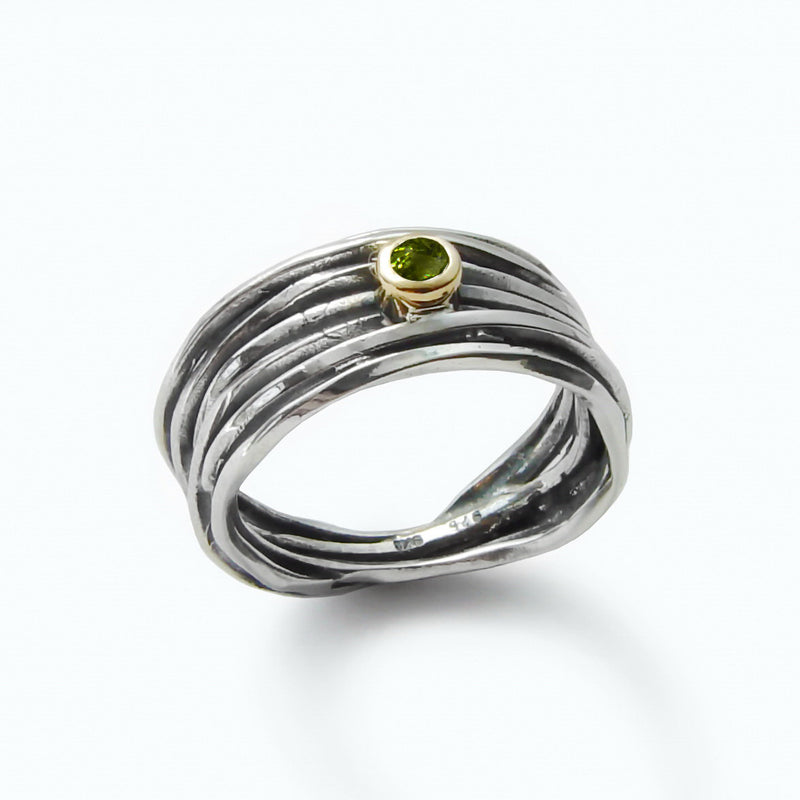 R1512D Green Peridot wrap ring