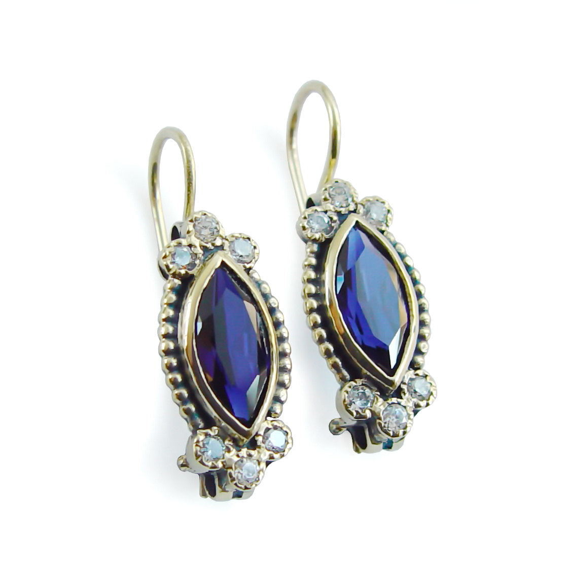 EG0398-1 Marquise Sapphire and CZ earrings