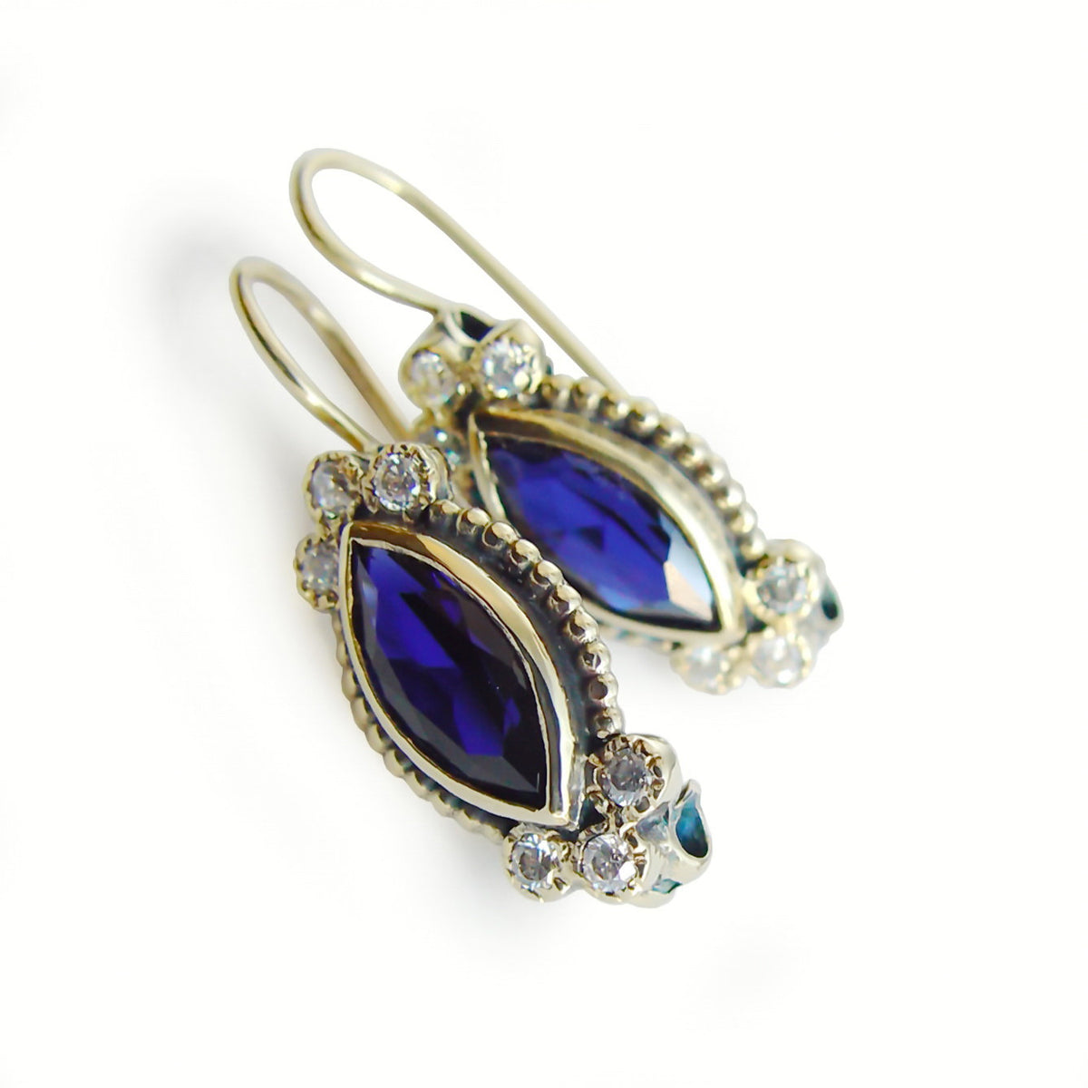 EG0398-1 Marquise Sapphire and CZ earrings