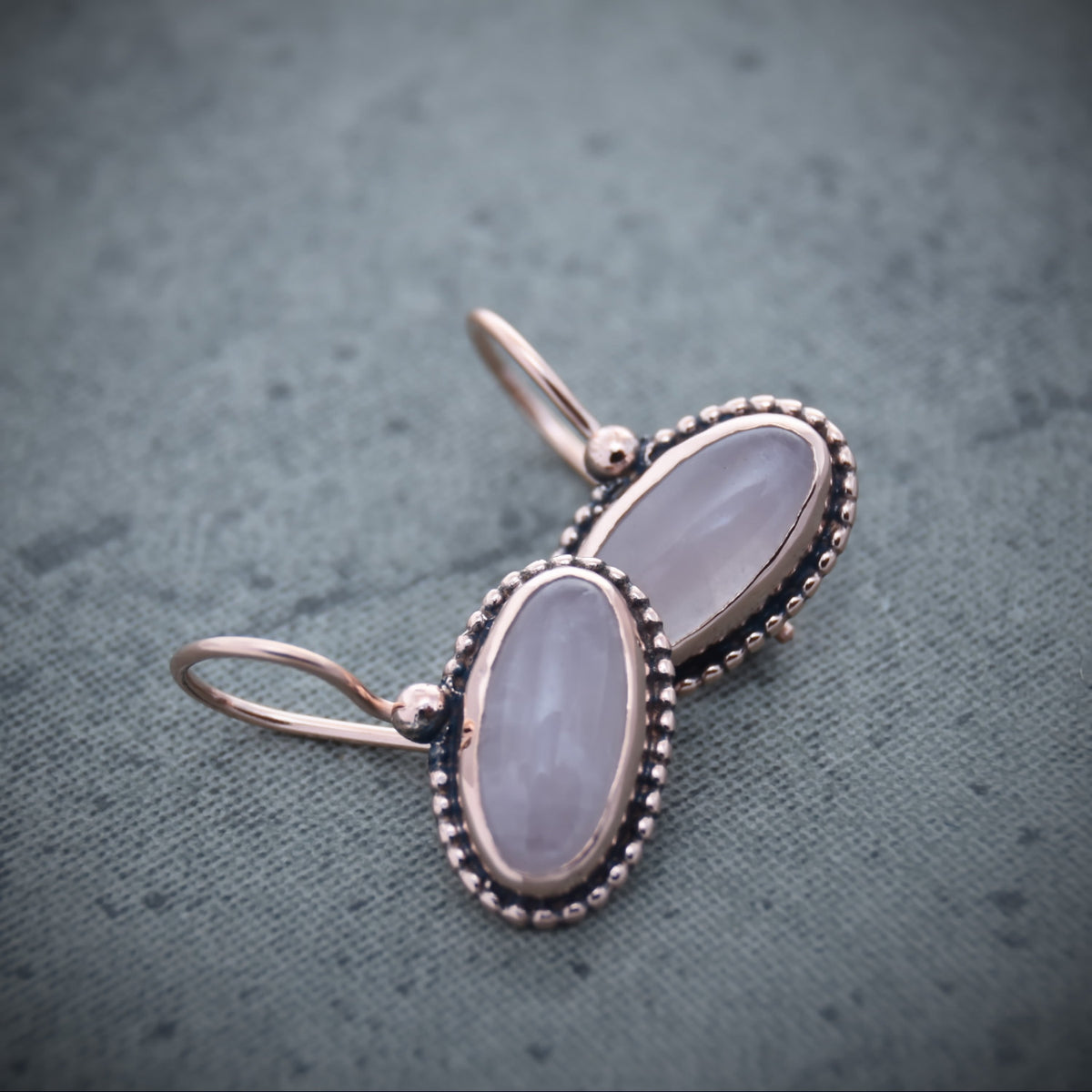 EG2218-1 Oval Rose Quartz Earrings