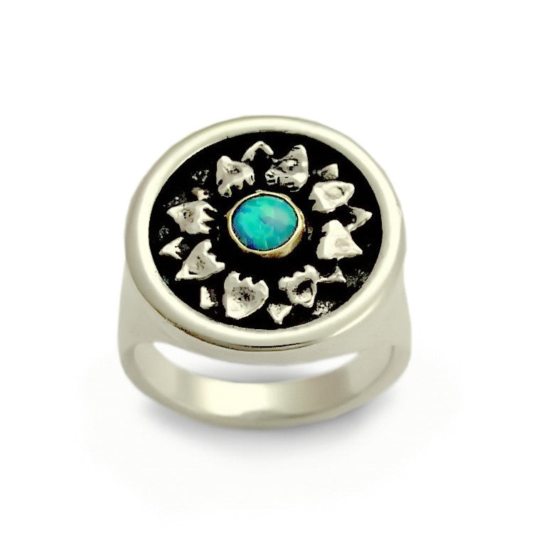 R0149X Opal two tone sunflower ring