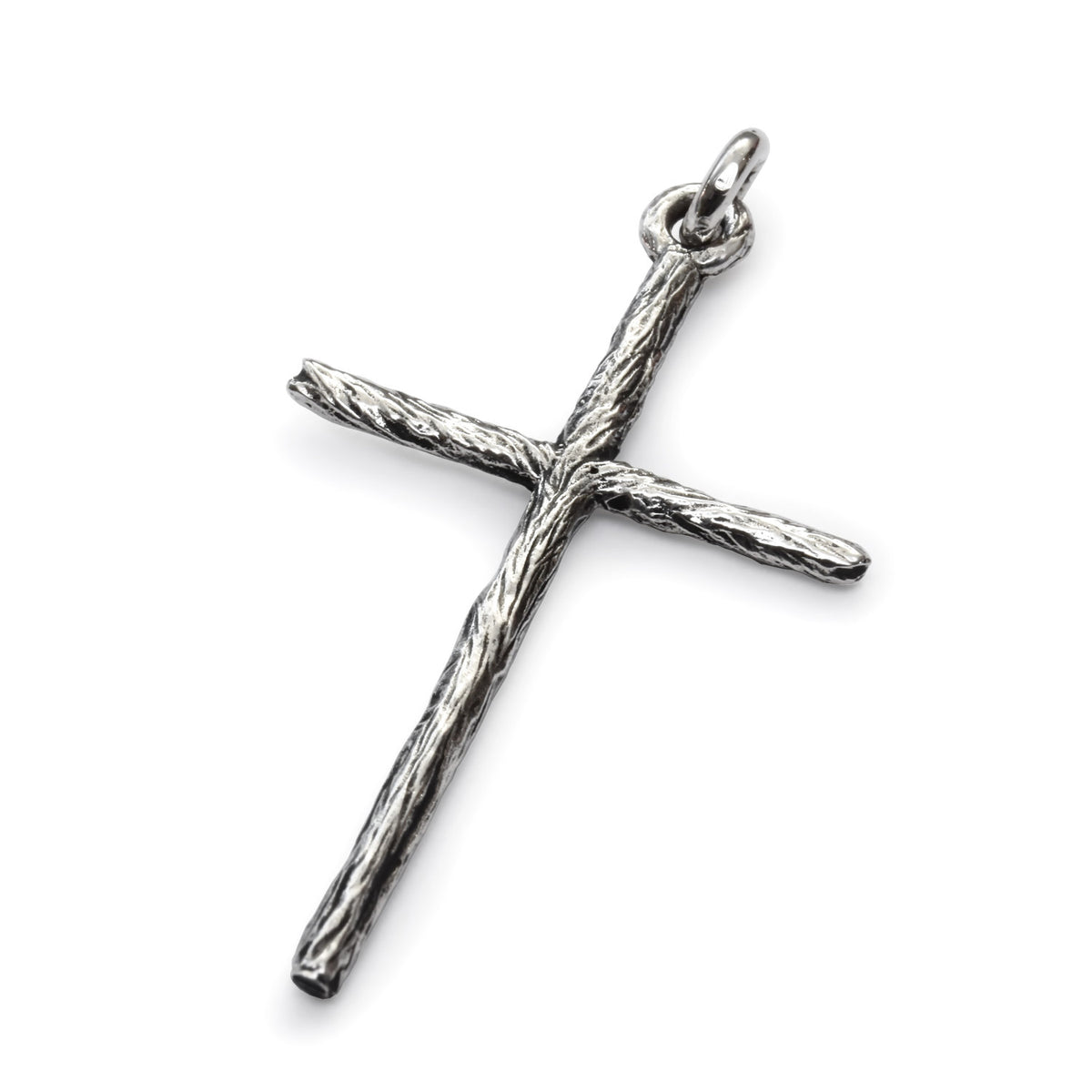 N4750 Textured silver cross pendant necklace