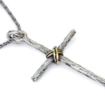 N4750G Textured mixed metals cross pendant necklace