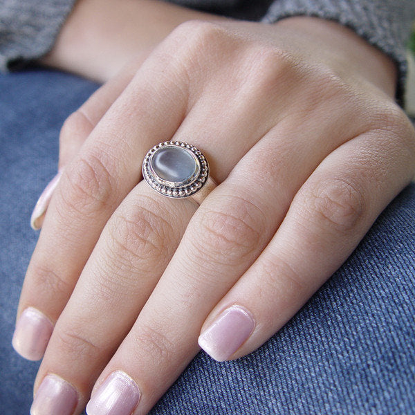 R1795 Blue Quartz chunky silver ring