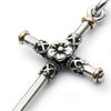 N4749G Silver and Gold cross pendant necklace with flower