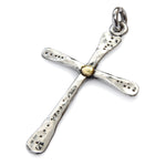 N4751G Hammered Silver and Gold Cross Pendant Necklace