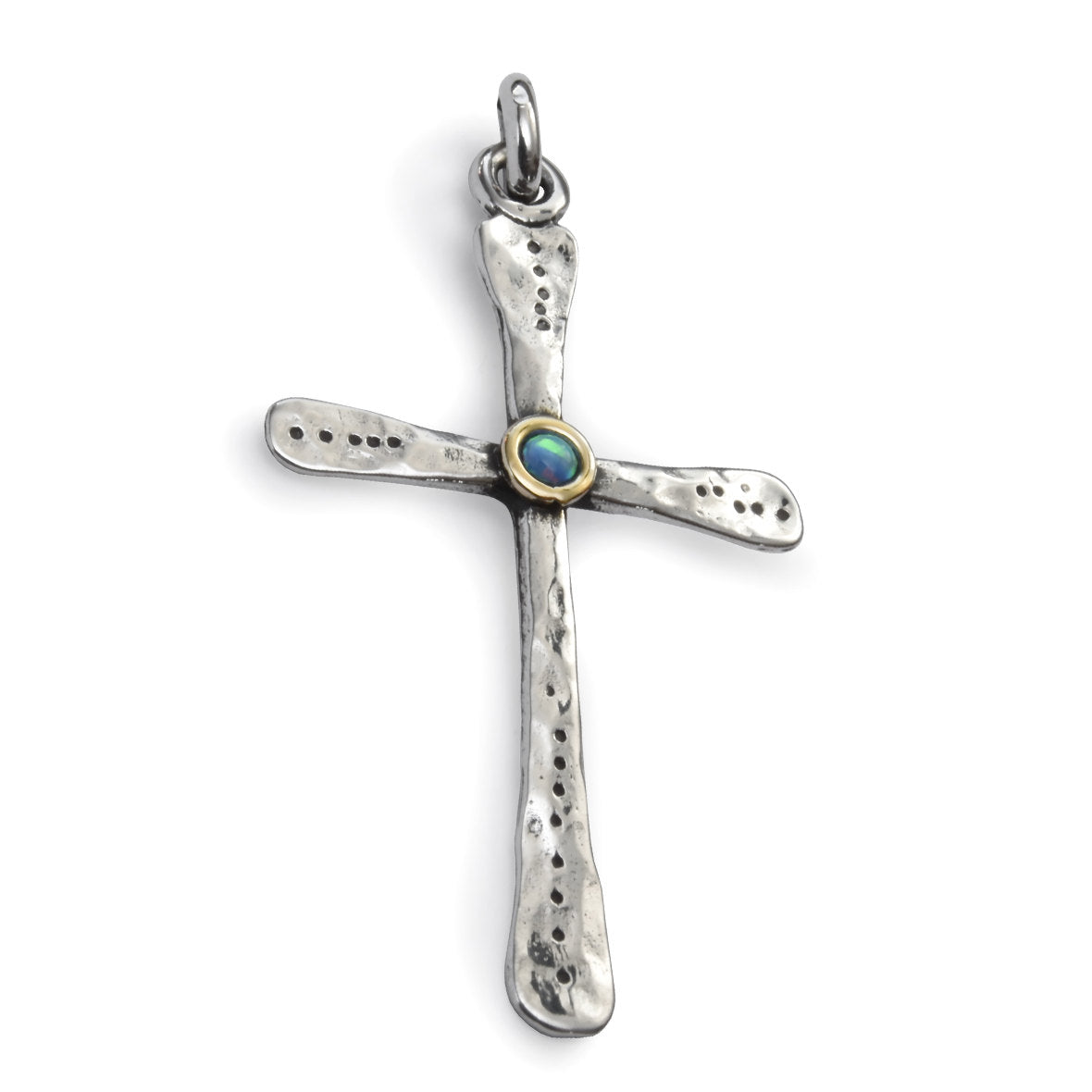 N4751A Cross Pendant Necklace with Opal