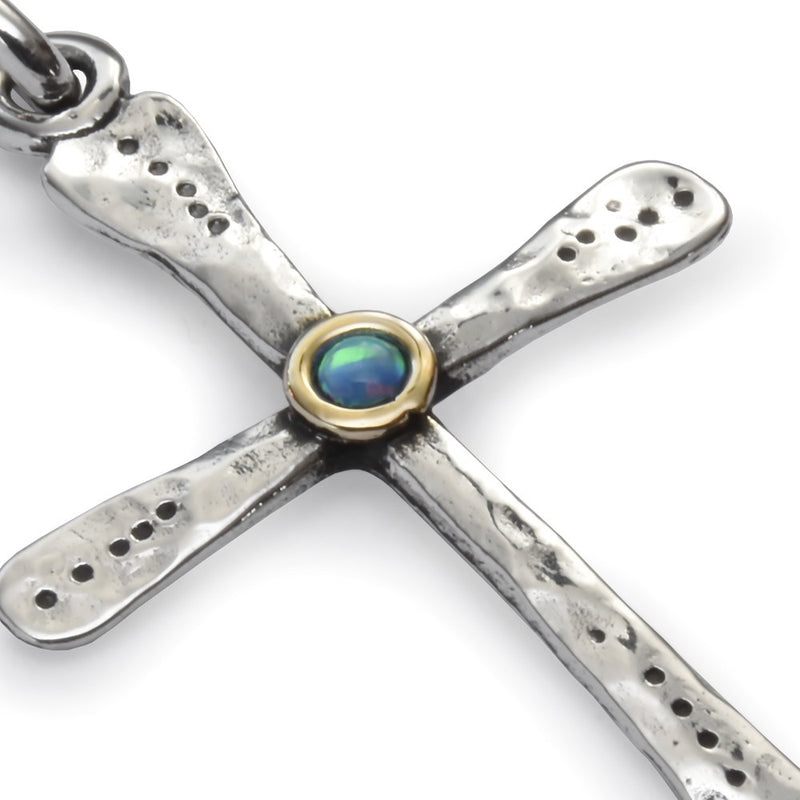 N4751A Cross Pendant Necklace with Opal