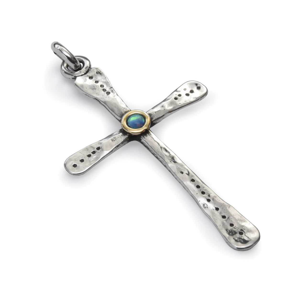 N4751A Cross Pendant Necklace with Opal