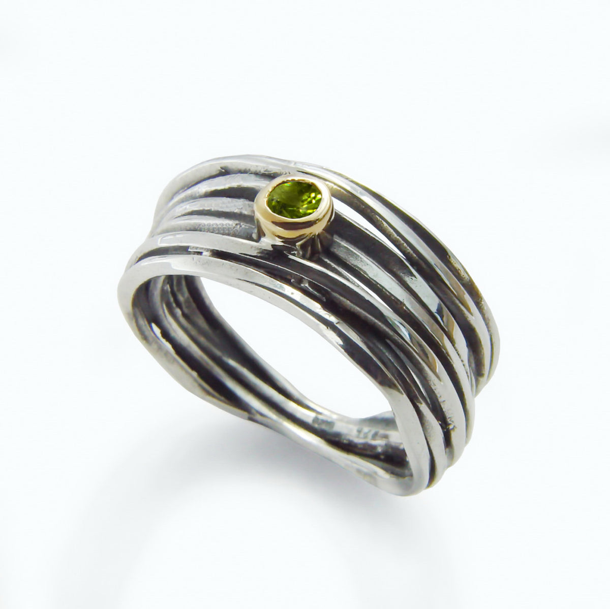 R1512D Green Peridot wrap ring