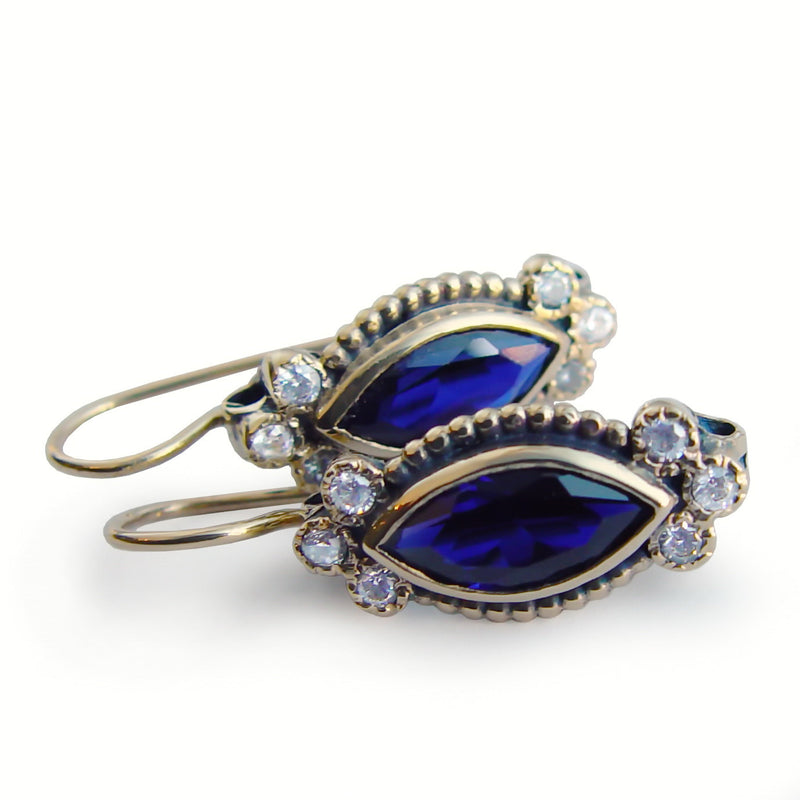 EG0398-1 Marquise Sapphire and CZ earrings