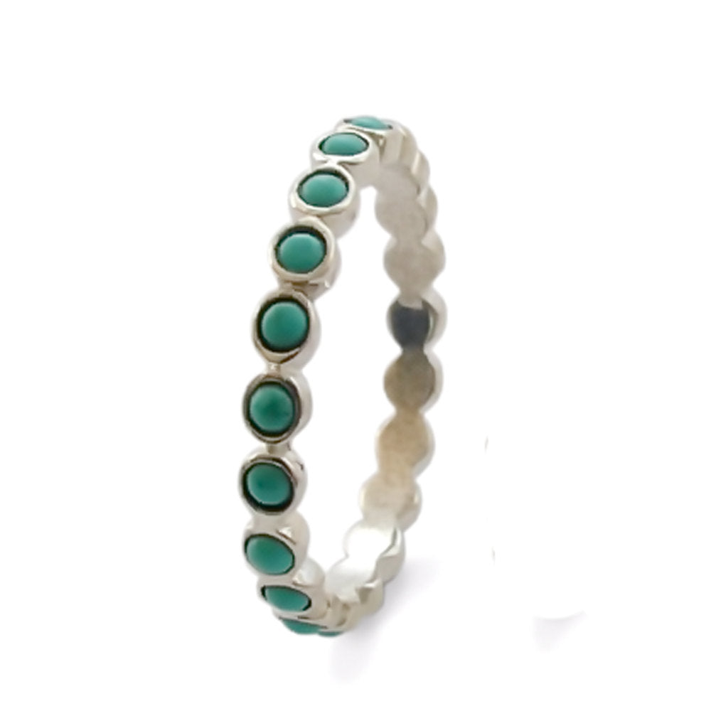 R1791S Silver Stacking Ring with Turquoise stones