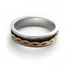 R1079D Silver Ring with Braided Rose Gold Spinner