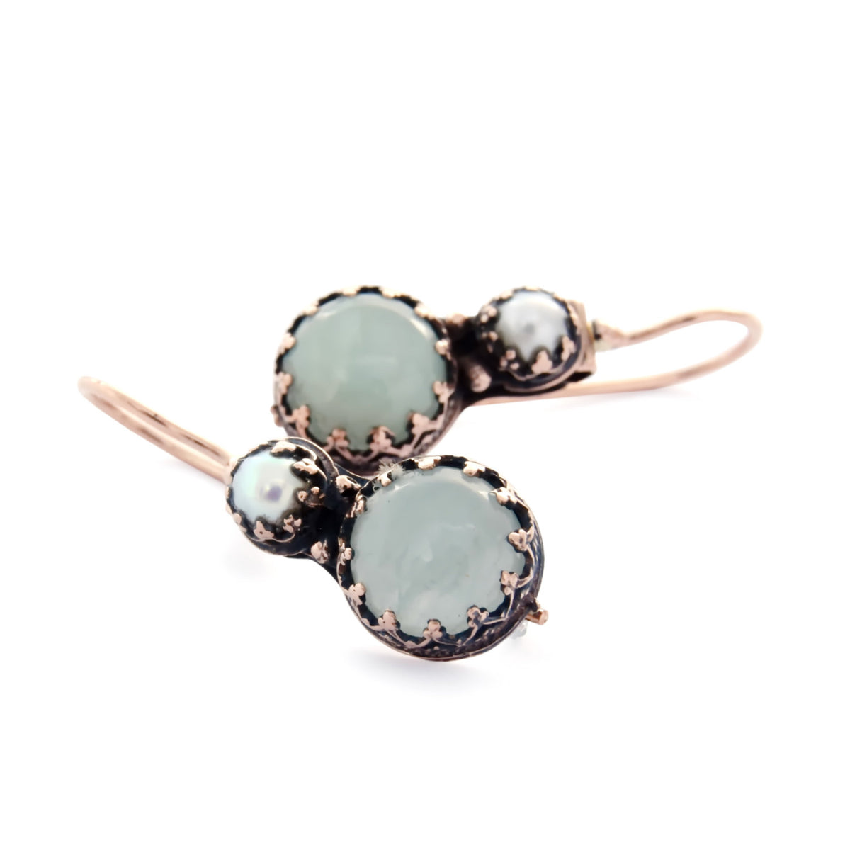 EG1131 Aquamarine Gold crown earrings