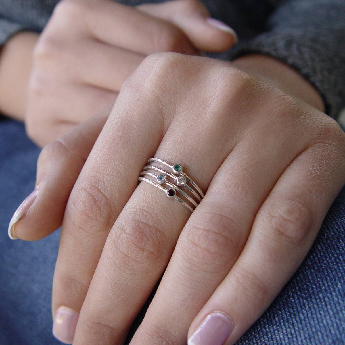 RG1803 Dual stones white gold ring