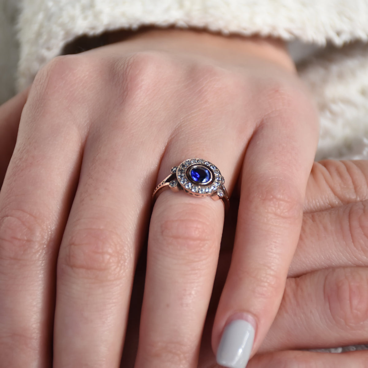 RG1822A-1 Luxurious Sapphire and Zircons ring