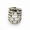 R1717G Spiral dotted ring with Gold dots and CZ