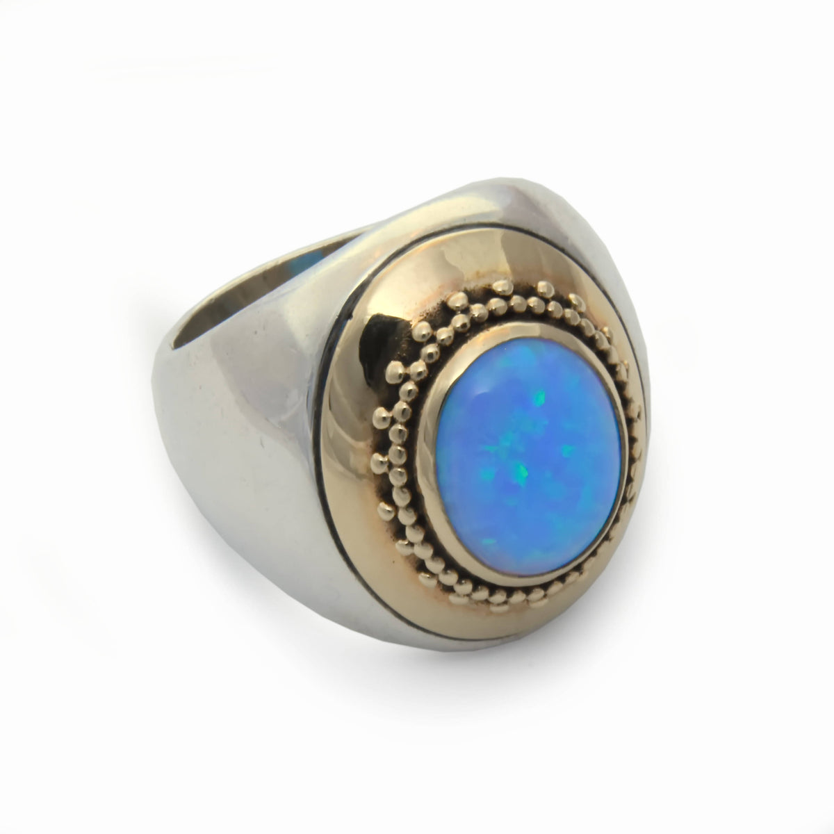 R1113 Chunky Two Tone Ring with Opal