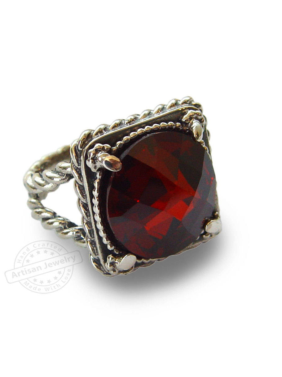 R1755 Red Zirconia rope ring