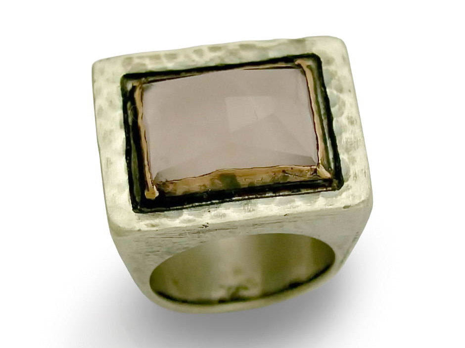 R1315A Two tone Opalite signet ring