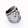 R1717G Spiral dotted ring with Gold dots and CZ