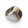 R1113-1 Chunky Two Tone Ring with Garnet