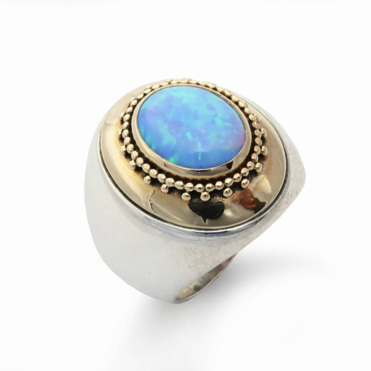 R1113 Chunky Two Tone Ring with Opal