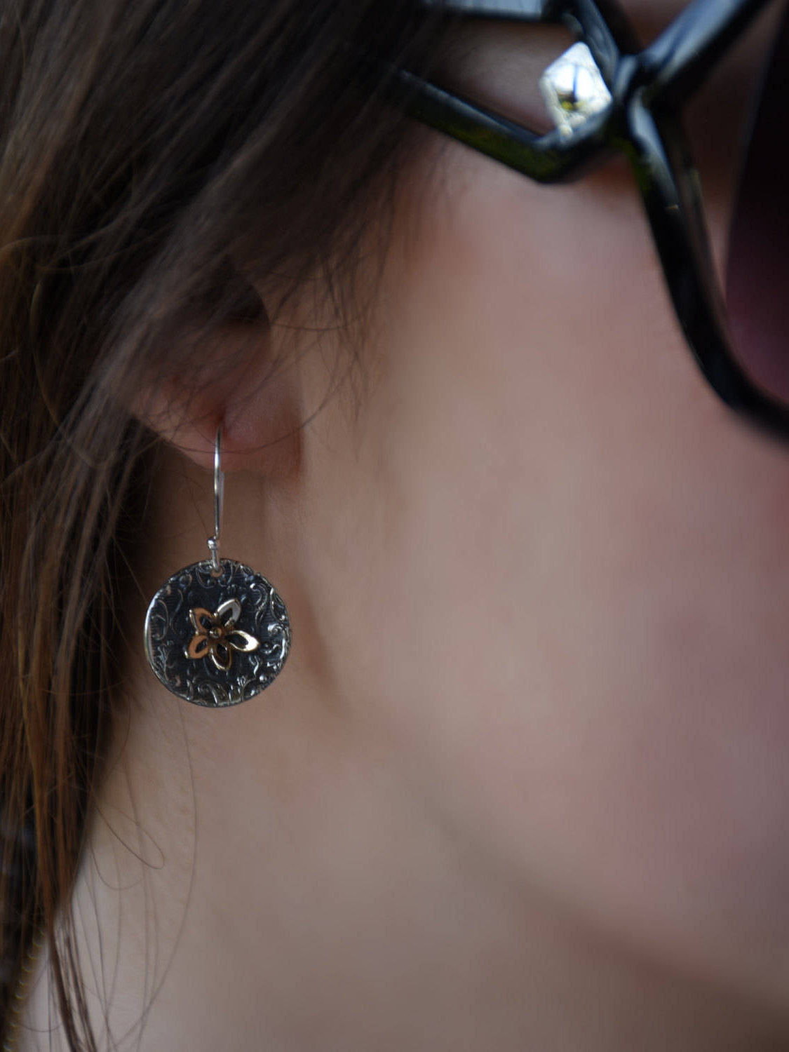 E2214 Gold and Silver floral Earrings