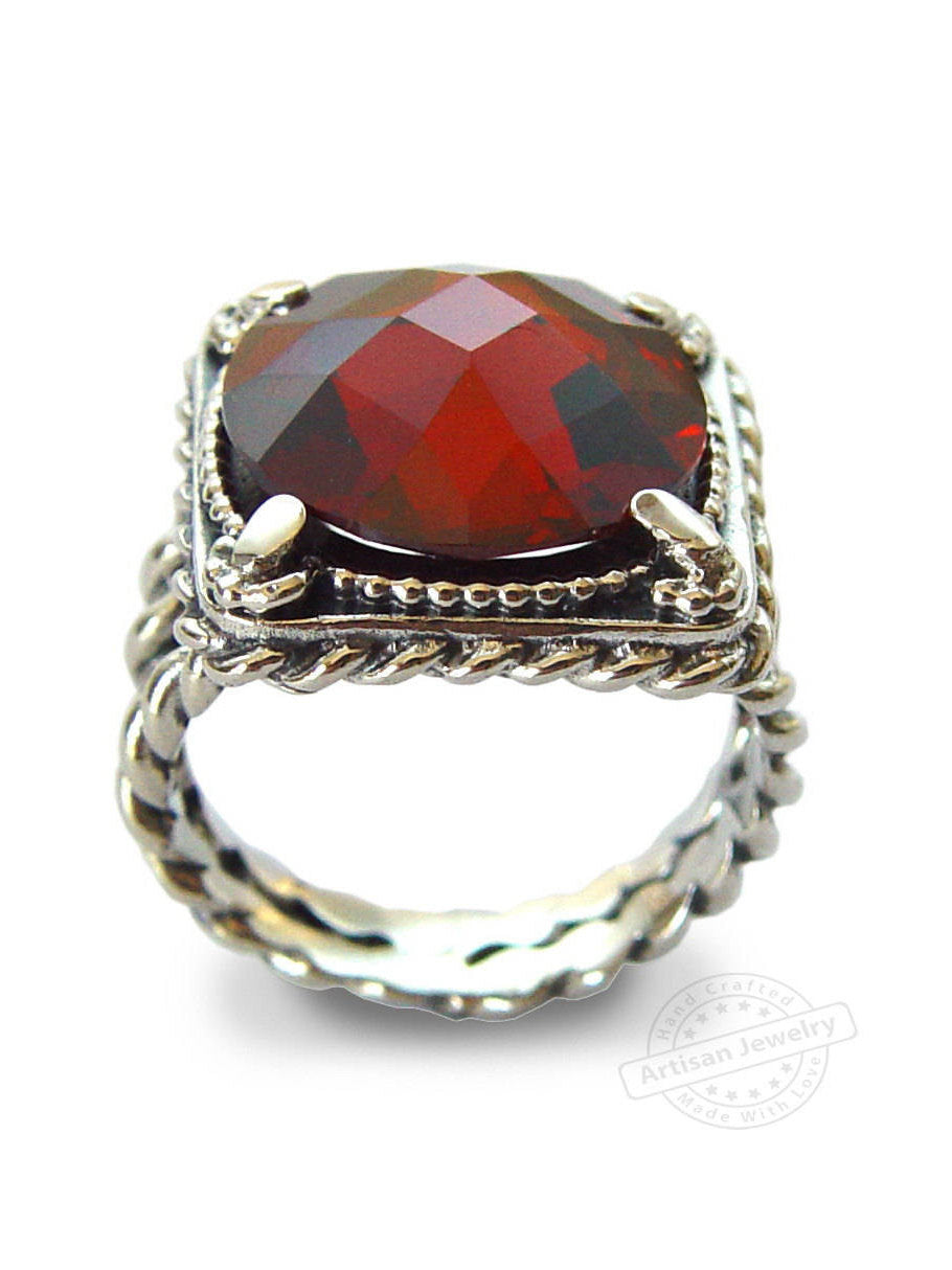 R1755 Red Zirconia rope ring