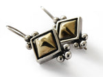 E0306 Small square two tone earrings