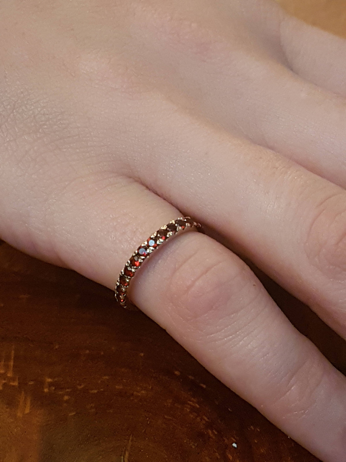 RG1811-3 Half Eternity Garnet Ring