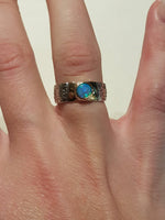 R1627 Ethnic gold silver band with Opal