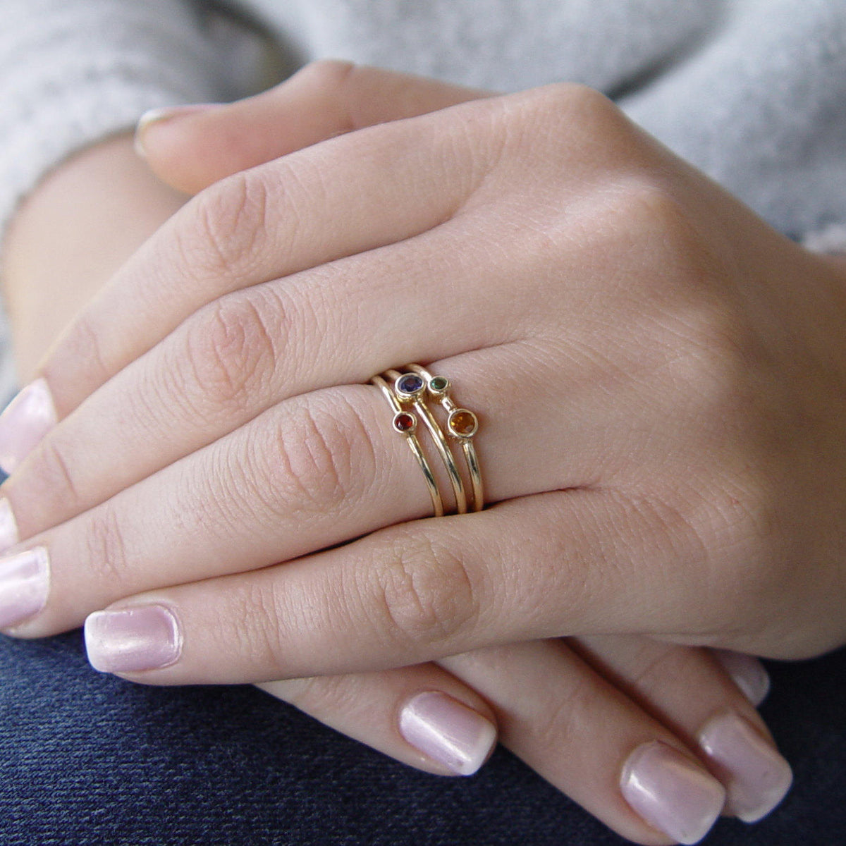 RG1802-5 Tiny gold Garnet ring