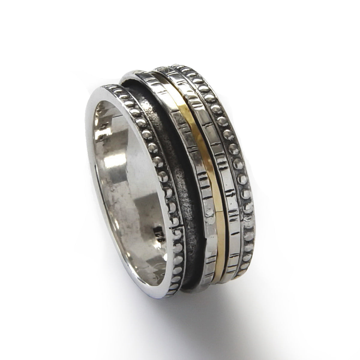 R1150C Dotted Oxidized Silver spinner band