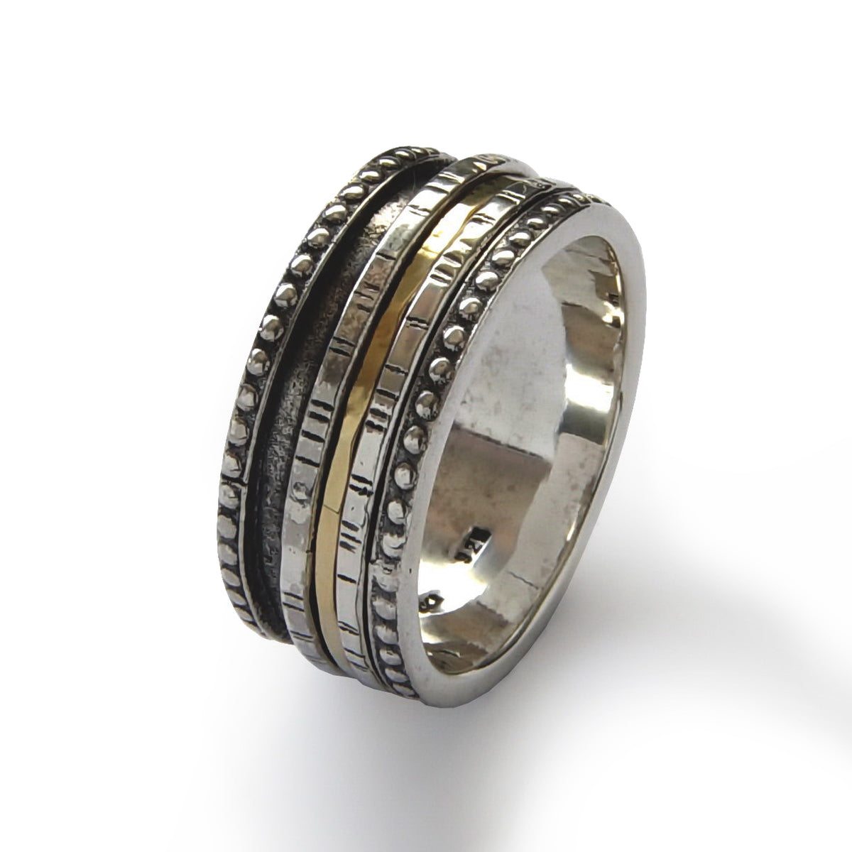 R1150C Dotted Oxidized Silver spinner band