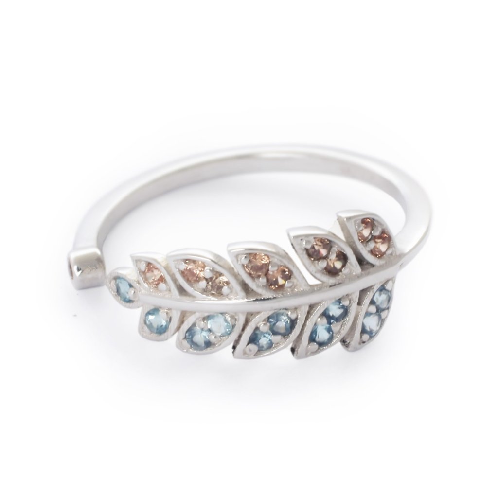 RG1835 White gold and Topaz leaf ring