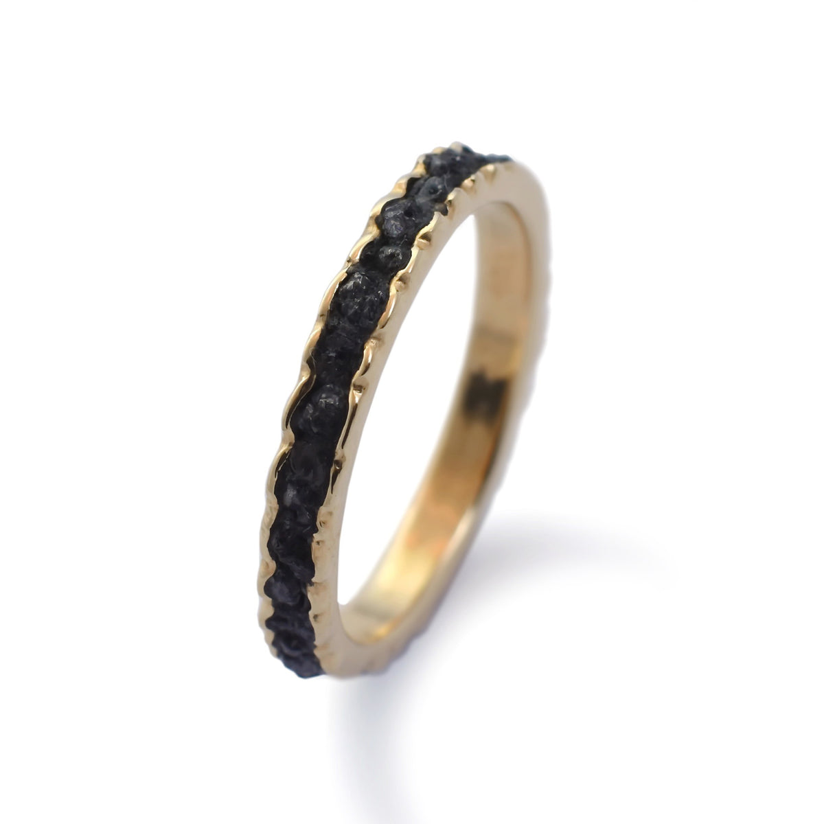 RG0911D Gold Eternity Ring set with Raw Black Diamonds