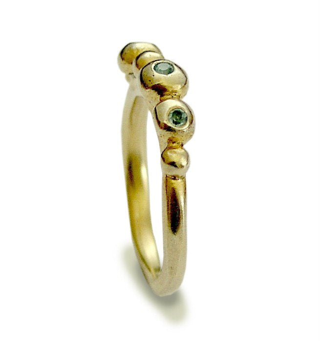 RG1591 Birthstones uneven gold ring