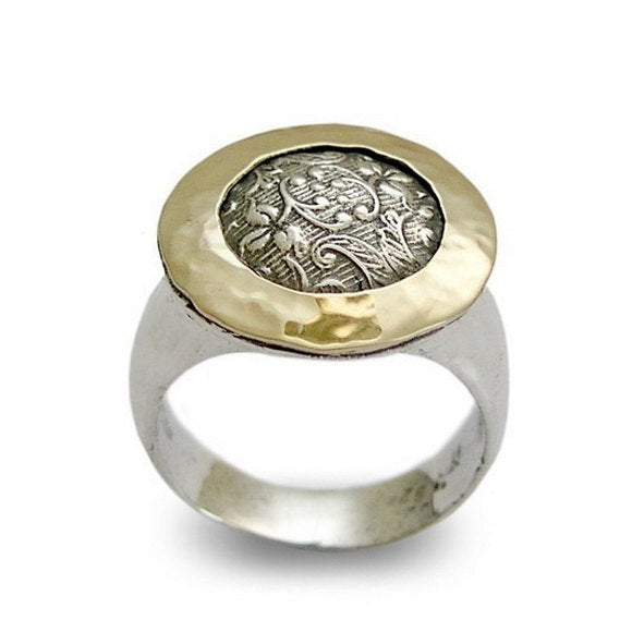 R1630 Large filigree two tone ring