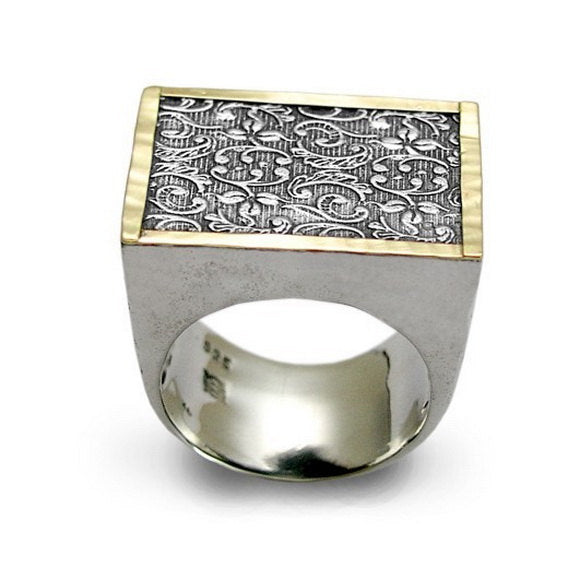 R1626 Large floral signet ring