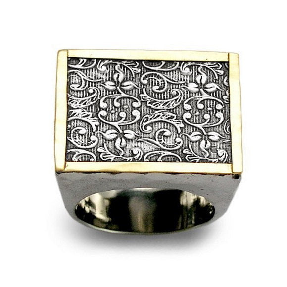 R1626 Large floral signet ring