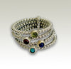 R1606G Dotted silver Birthstones ring set