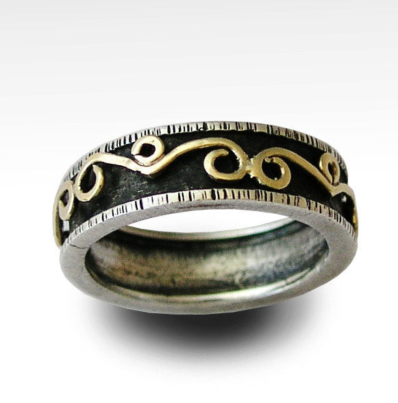 R1361 Celtic gold and silver men band