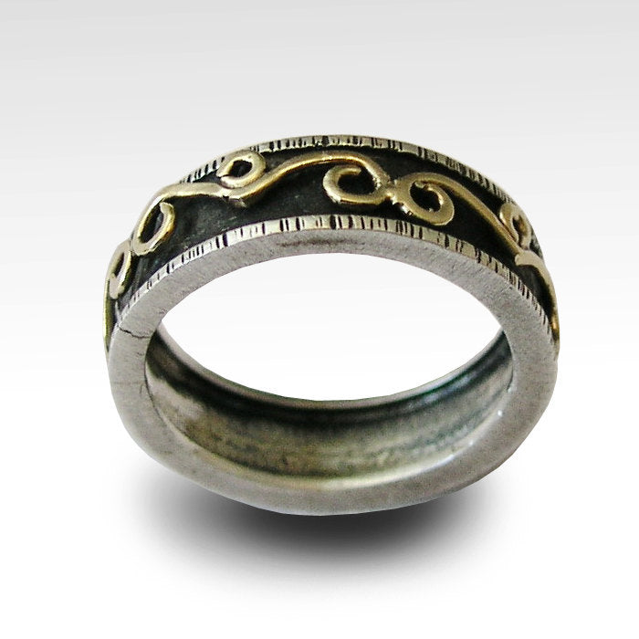 R1361 Celtic gold and silver men band